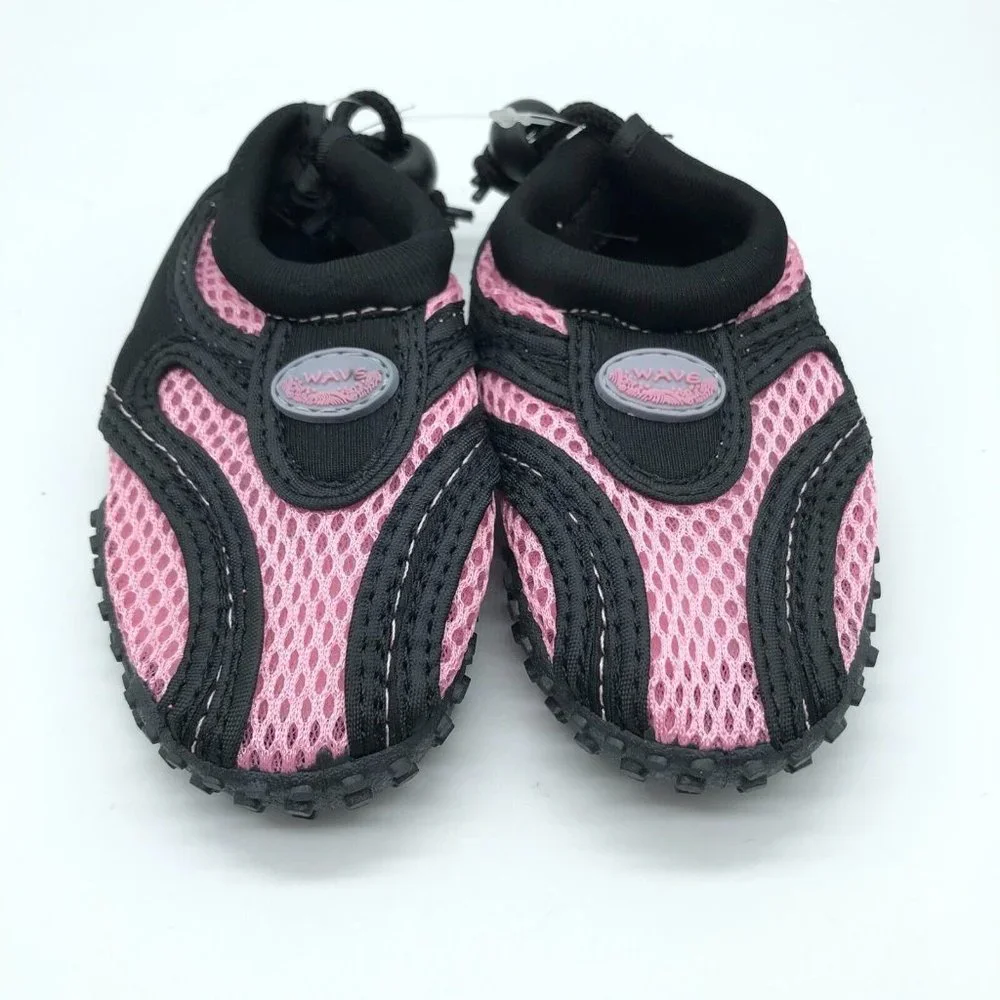 Easy USA Toddler Girls Water Shoes Slip On Mesh Fabric Drawstring Pink Black 5